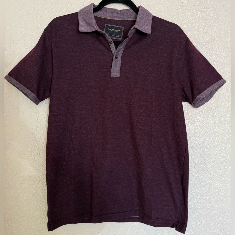 Denim & flower Men's burgundy Polo Shirt size Medium